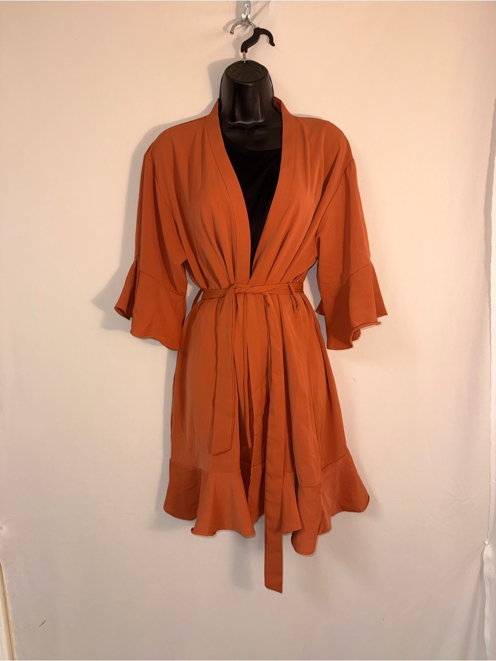 Rust Orange Stretch Knit Top with Scoop Detail
